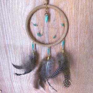 Tan and mint crystal dream catcher